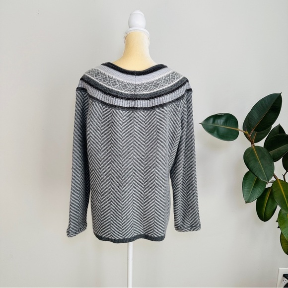 Talbots Boho Fair Isle Textured Knit Lambswool Angora Blend Cardigan Sweater - Picture 3 of 5